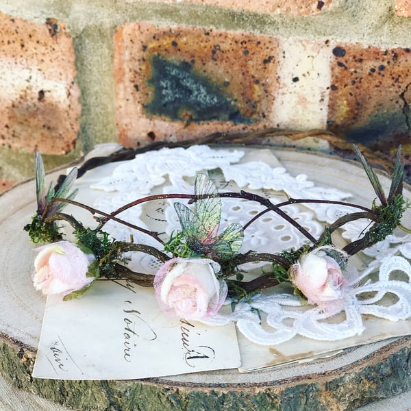 Image of Beautiful Rainbow faerie wing flower crown