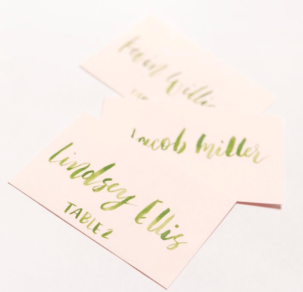 Image of Watercolor brush calligraphy place cards/ escort cards
