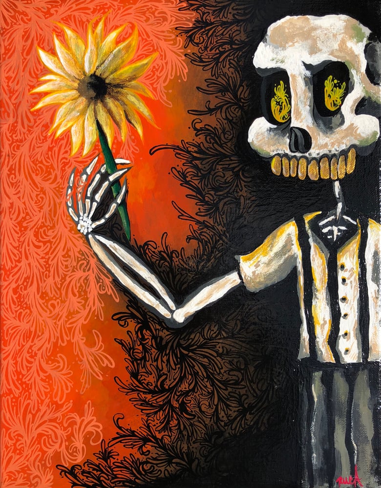 Image of Skeleton Finding Flower (print)