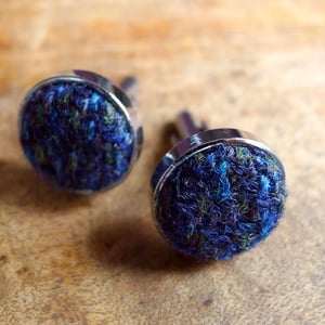 Image of Navy Flecked Harris Tweed Cufflinks