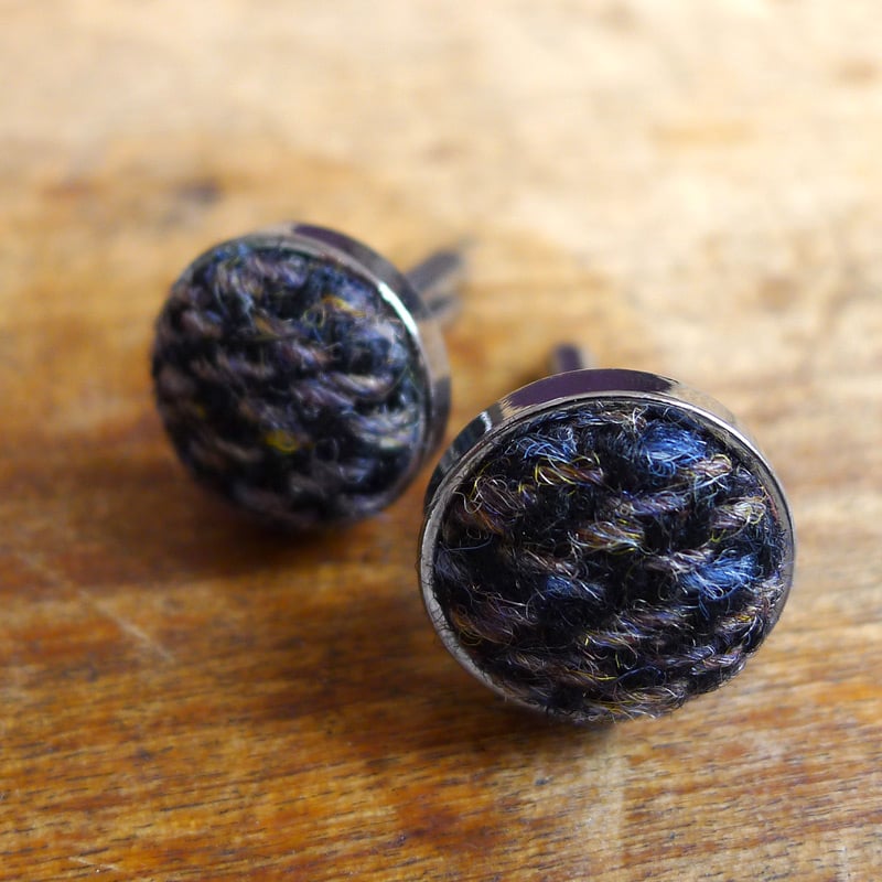 Image of Brown Flecked Harris Tweed Cufflinks