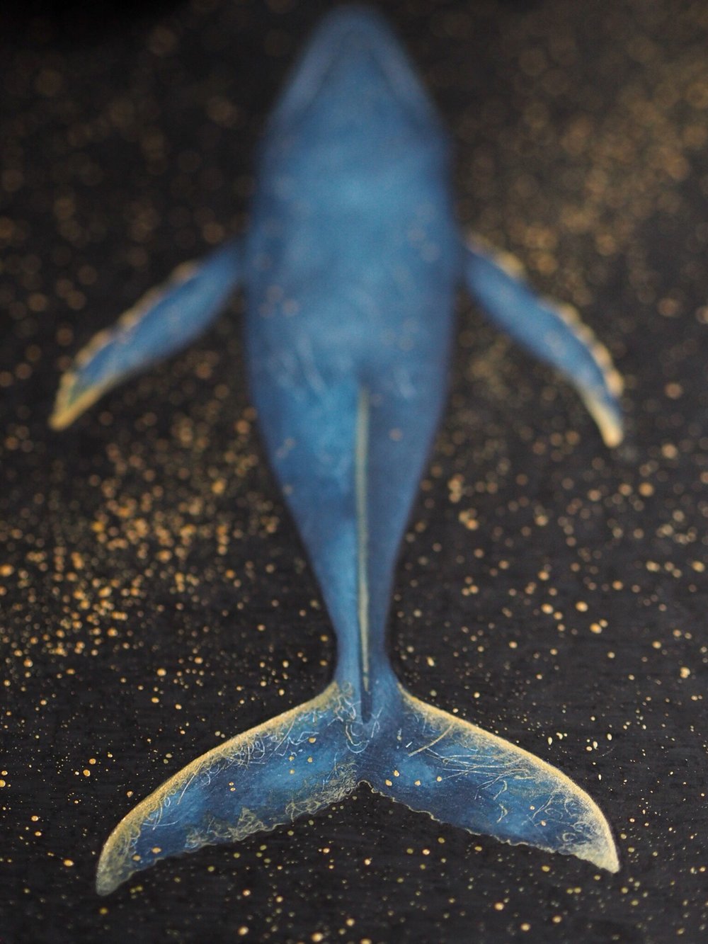 Image of The Lonely Whale - 2018 Edition Art Print Extra Heavyweight Matte Blue Gold Galaxy A3