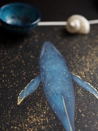 Image 5 of The Lonely Whale - 2018 Edition Art Print Extra Heavyweight Matte Blue Gold Galaxy A3