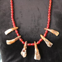 Image 3 of Bison Teeth Trade Bead Necklace