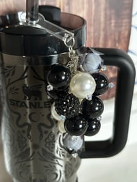 Image 3 of Deadly Damask Black and White Stanley Tumbler Straw Topper Bauble