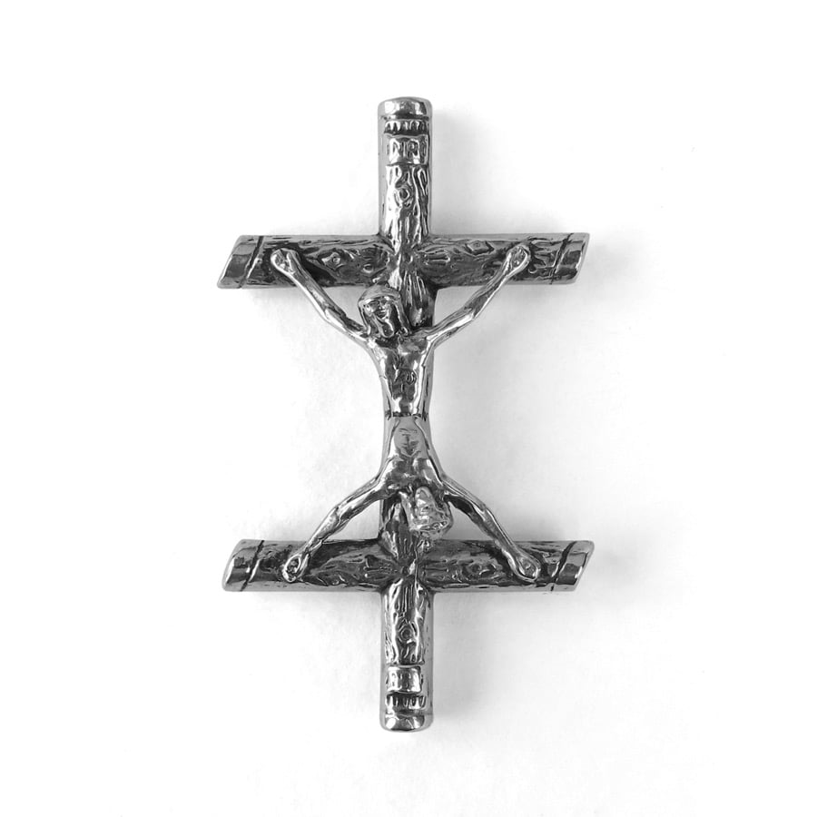 Image of Sterling Silver Conjoined Cross Pin