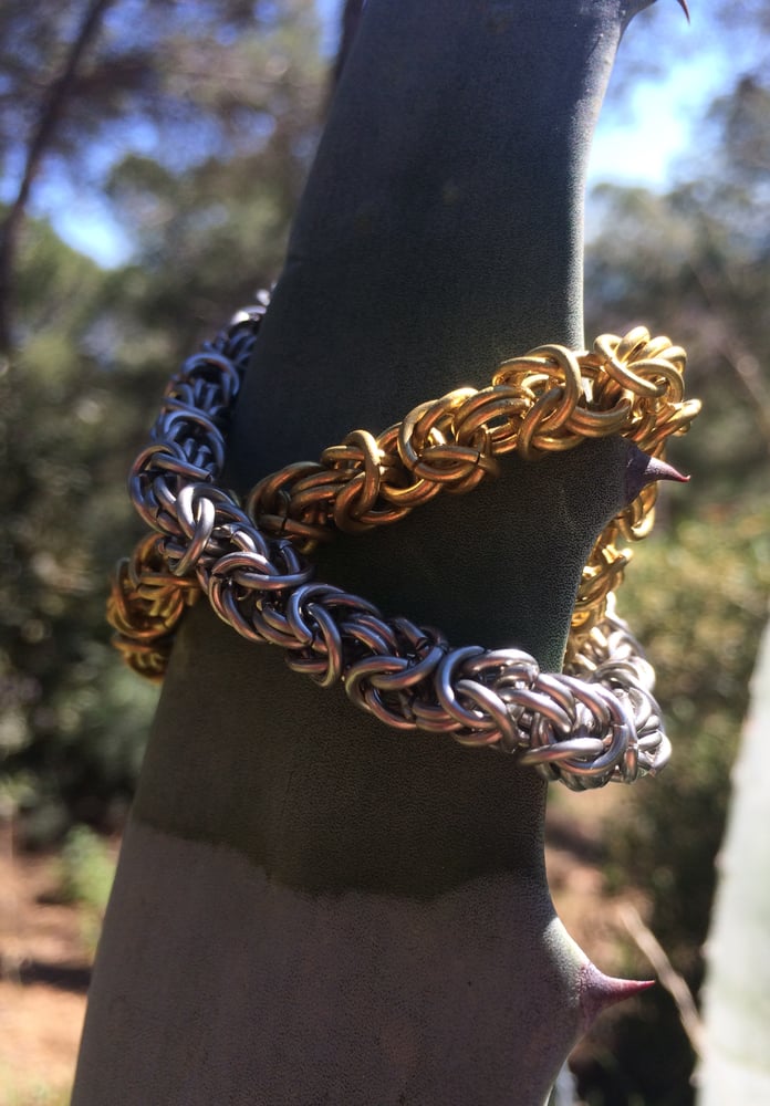 Image of Byzantine weave single-row Bracelet STAINLESS STEEL