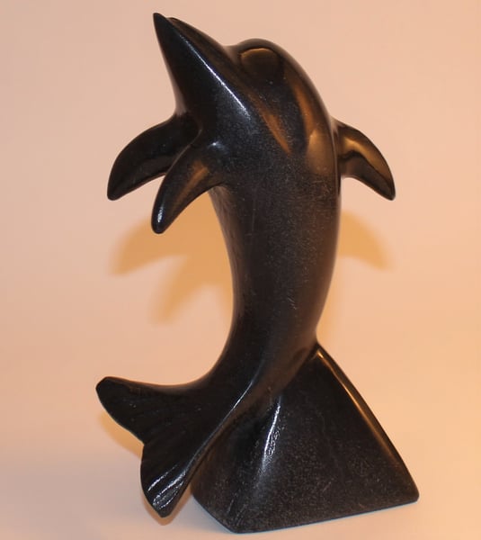 Image of Hand Carved Dolphin Marble Figurine