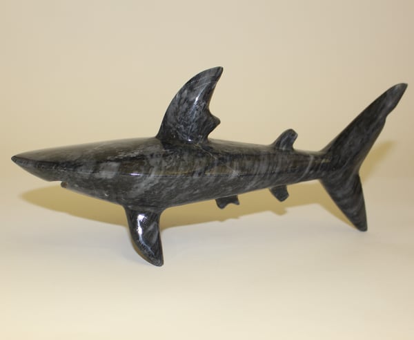 Image of Hand Carved Shark Marble Figurine