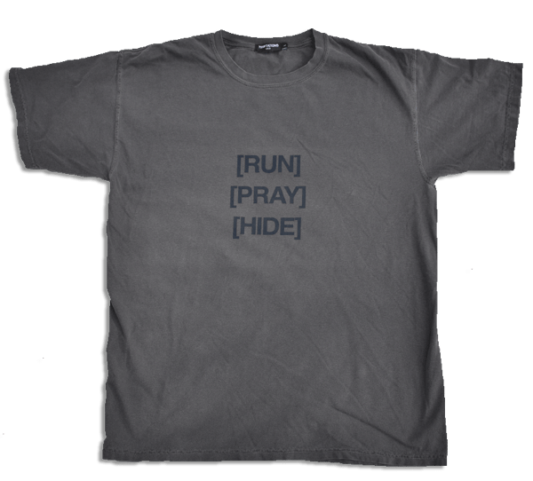 Image of RUN PRAY HIDE TEE (CHARCOAL)