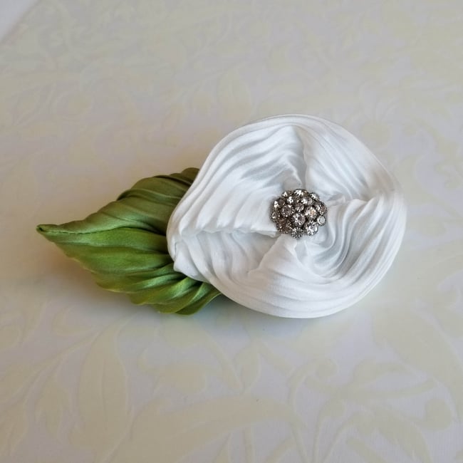 White Lily Floral Brooch