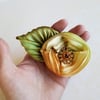 Earthy Yellow Rose Floral Brooch