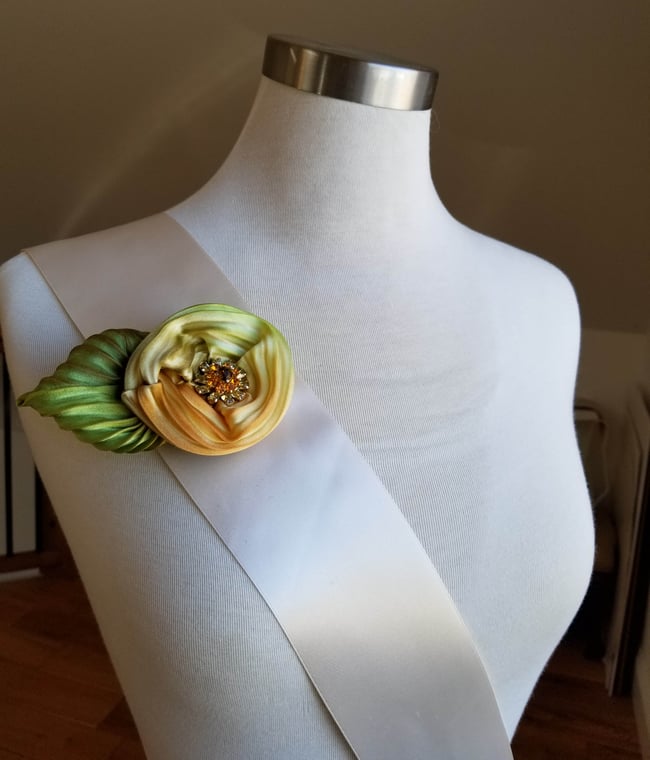 Earthy Yellow Rose Floral Brooch