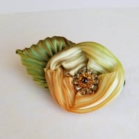 Image 4 of Earthy Yellow Rose Floral Brooch