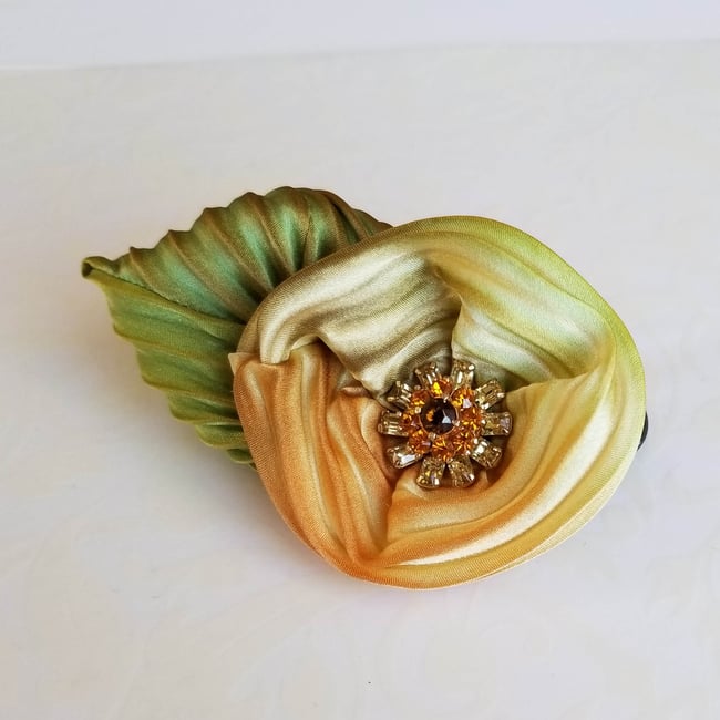 Earthy Yellow Rose Floral Brooch