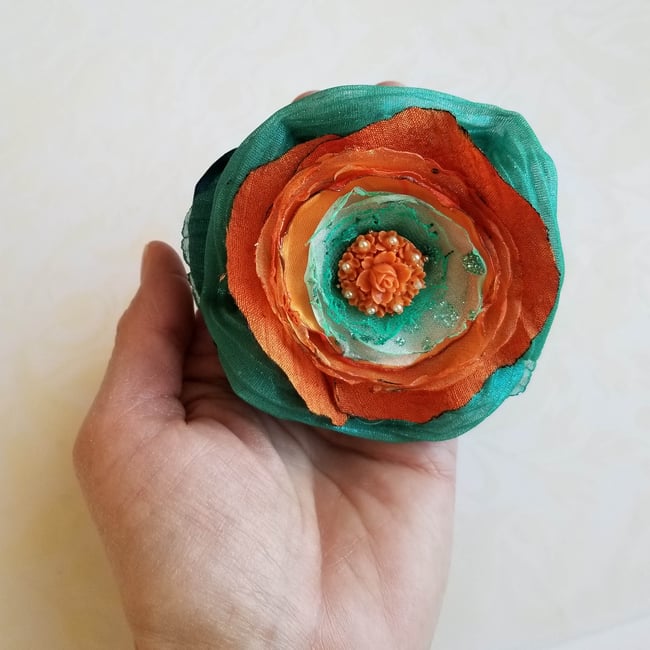 Tangerine Dream Floral Brooch