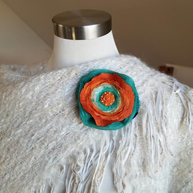 Tangerine Dream Floral Brooch