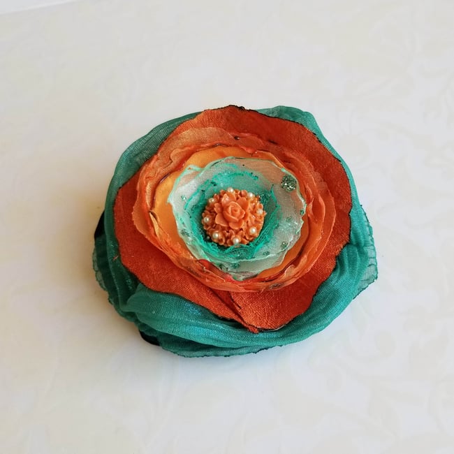 Tangerine Dream Floral Brooch