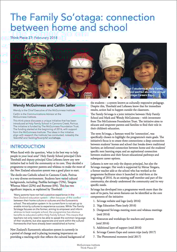 Image of Think Piece 27 – The Family So'otaga: Connection between home and school