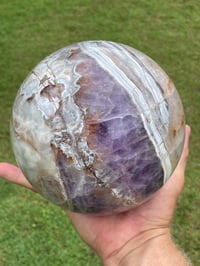 Image 3 of Large Amethyst With Mexican Lace Agate Sphere Statement Piece #449