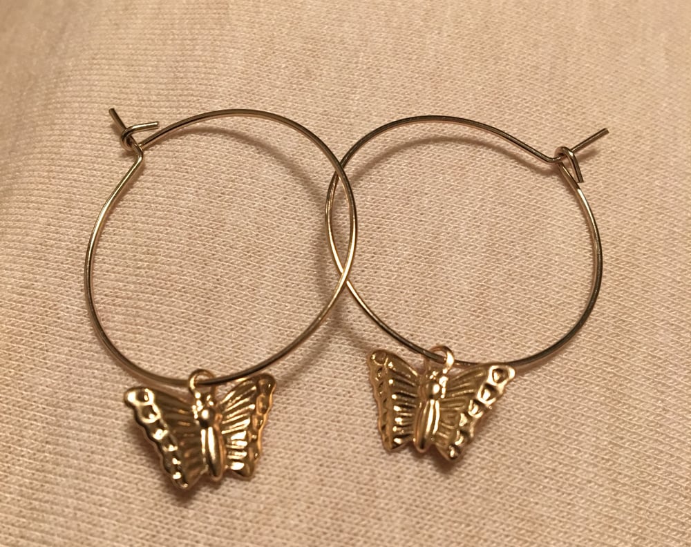 Image of All a flutter hoop earrings