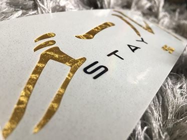 Image of "Stay Gold" Slap [Metallic white/Black] (Vinyl)