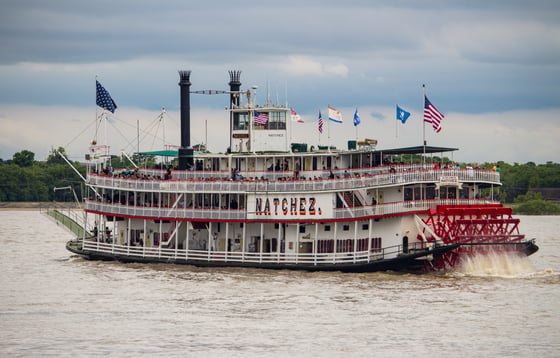 Image of Steamboat Natchez on River Print