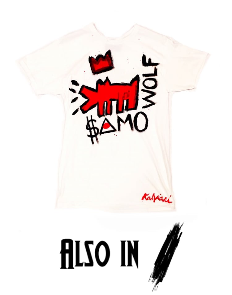 Image of KALVIARI SAMO KRY WOLF HANDPAINTED TSHIRT (2 COLORWAYS)