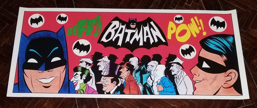 Image of GIANT-SIZE BATMAN TV SERIES OPENING TRIBUTE 36x15.5 PRINT! LAST ONE!!