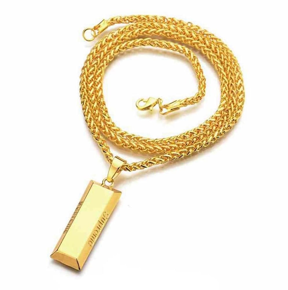 Supreme Gold Bar Pendent Chain 18KT Gold Plated C LABS