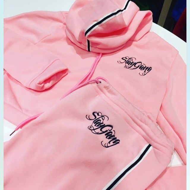pink cropped tracksuit