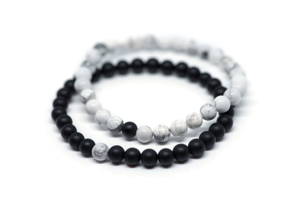 Image of Howlite x Onyx Unity Bracelets