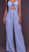 Keyhole Open chest Stripe Jumpsuit