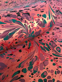 Image 1 of Marbled Paper #45 'Gold Modern Floral on Red'