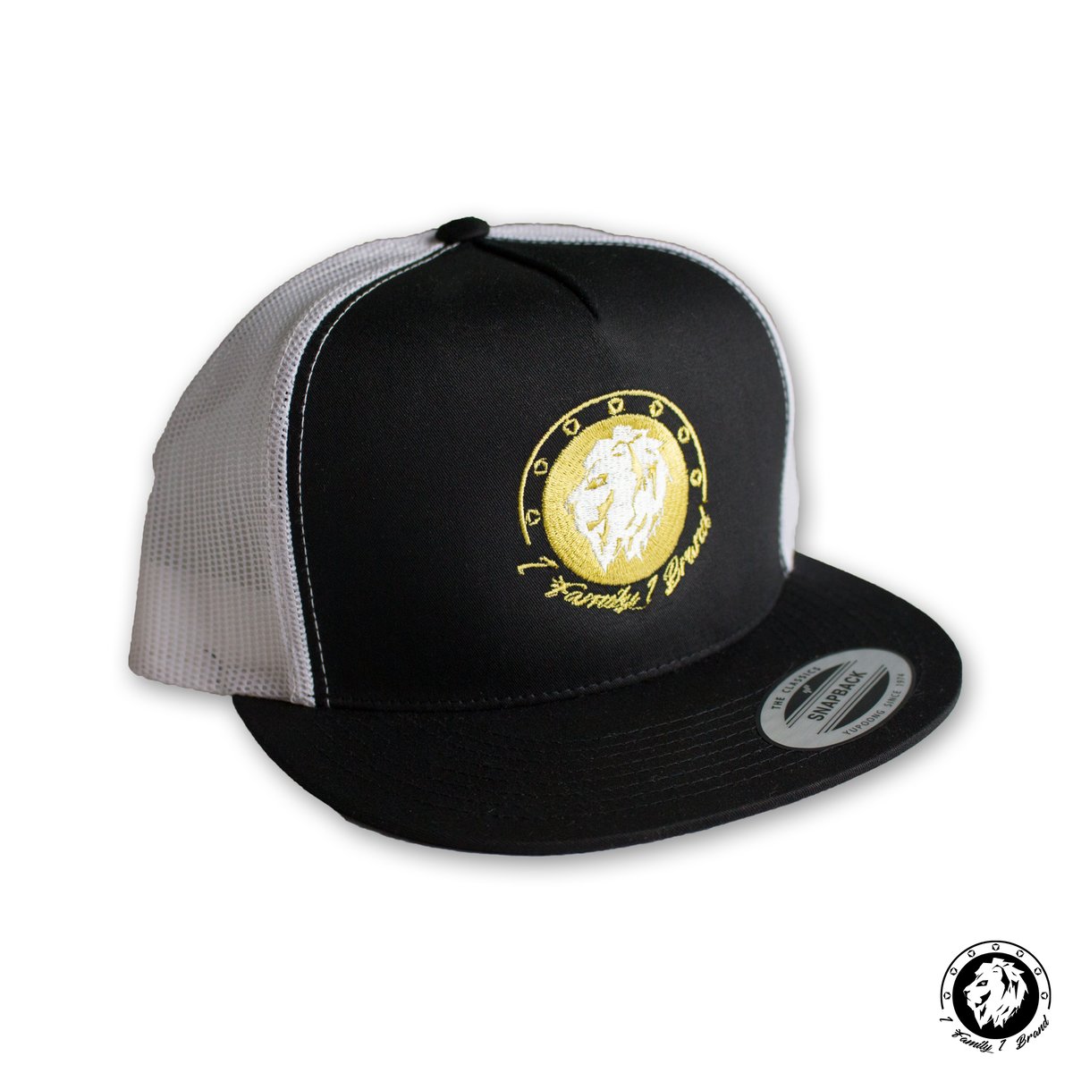 Image of Trucker Snapback (Black/White/Gold)