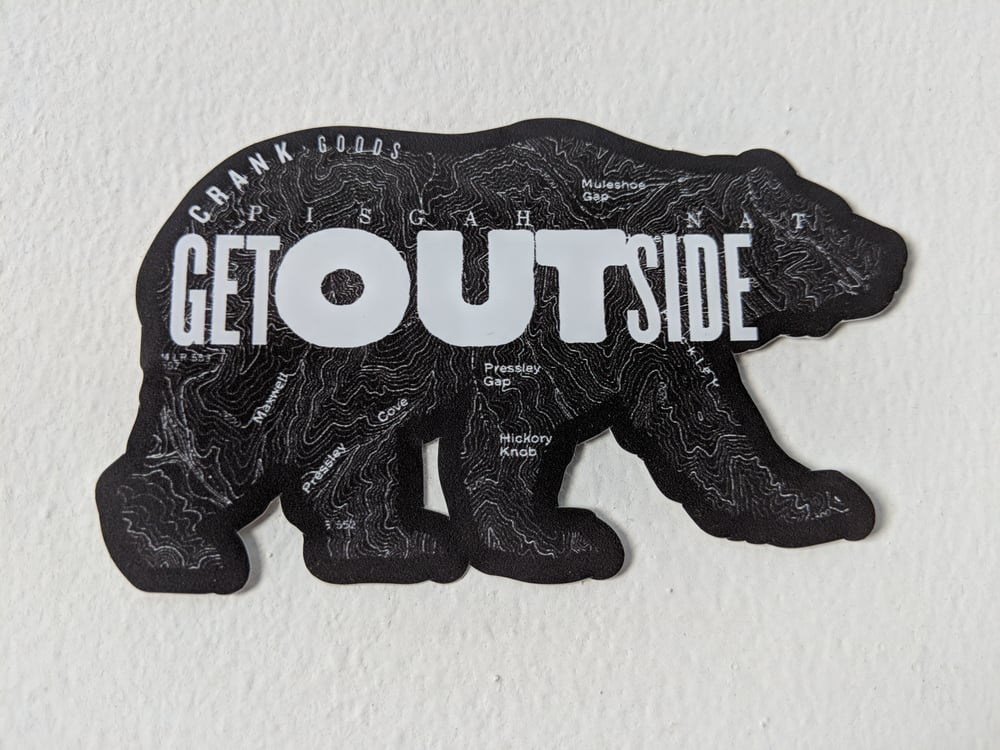 "Get Outside, Bear!" BLACK Die Cut vinyl sticker