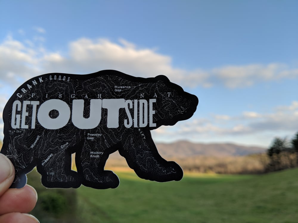 "Get Outside, Bear!" BLACK Die Cut vinyl sticker