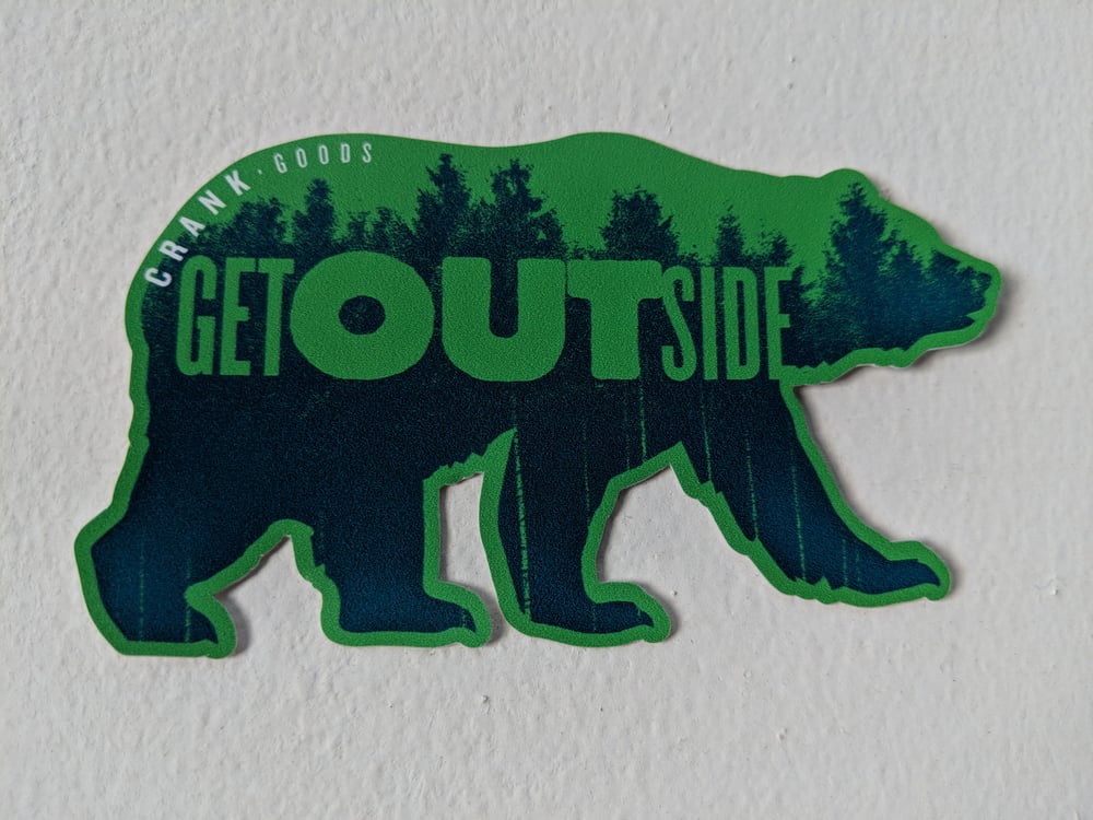 "Get Outside, Bear!" GREEN Die Cut vinyl sticker