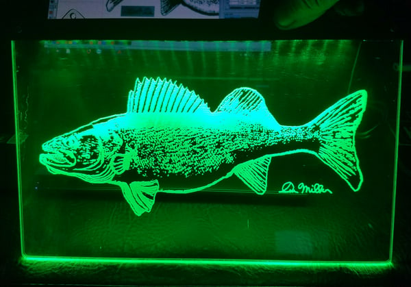 Image of https://squareup.com/store/AANDPLASER/item/dan-miller-signs  Walleye Acrylic LED