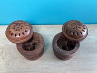 Image 3 of Natural Wood Dome Incense Cone Holder - Mini