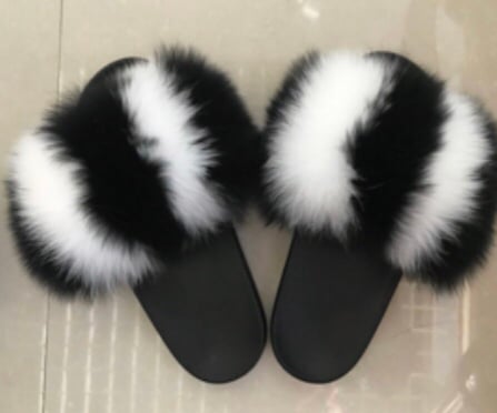 Black White Cozy Slippers