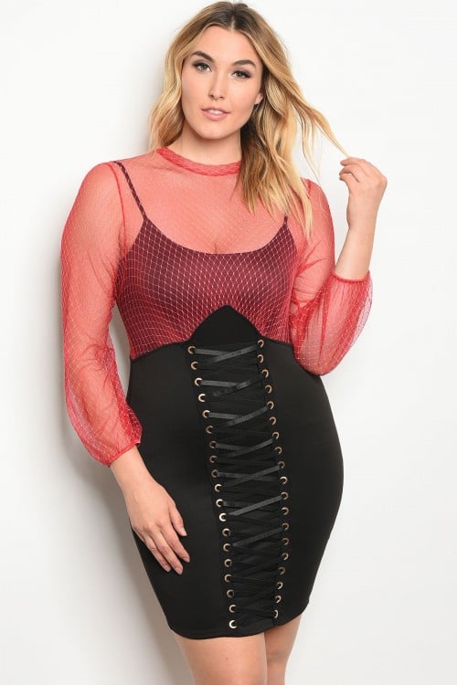 Image of Fitted Lace Up  Skirt Dress