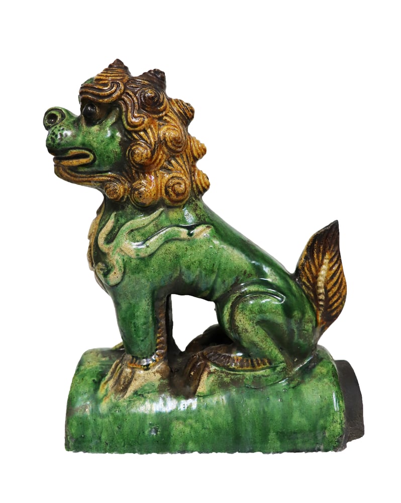 Chinese Roof Tile Lion "Foo Dog" Figure, Cool Vintage Clay Roof Beast