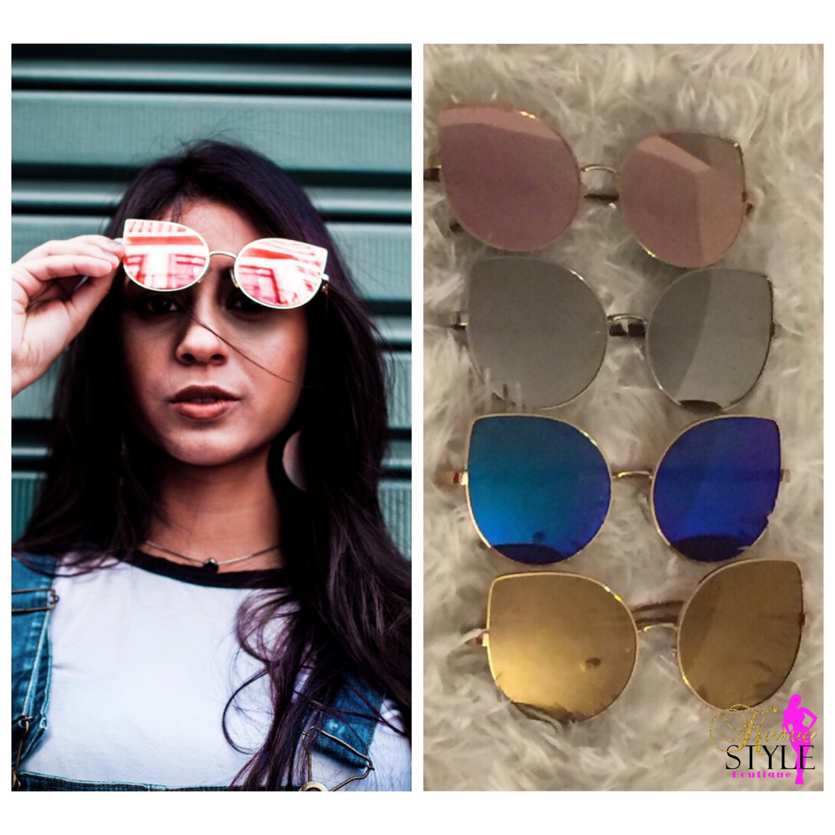 Mirrored Cat Eye Shades KURVE STYLE LLC