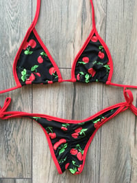 Basic Triangle Bikini Set Cherry Lovers with Scrunch Butt Bottoms