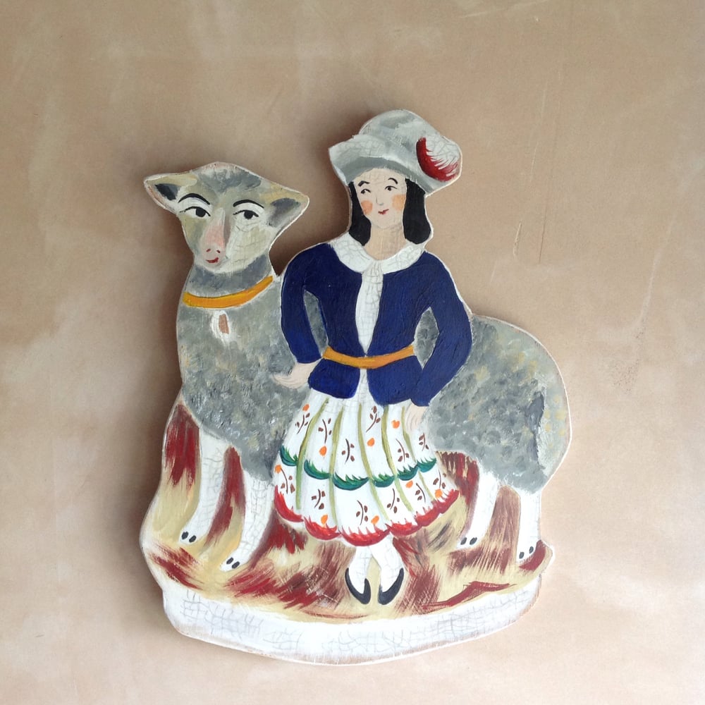 Image of Staffordshire girl and her sheep