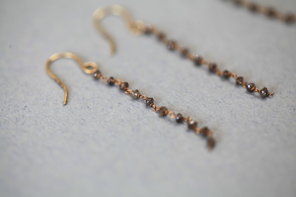 Image of *NEW Limited edition* delicate natural cut diamond briolette earrings