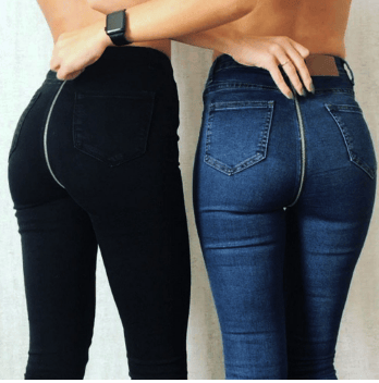 Image of Back Zipped Jeans (Black)