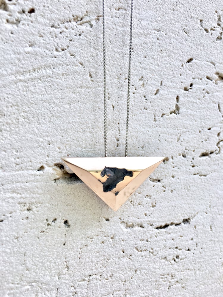 Image of Bronze Sculpture Triangle Necklace