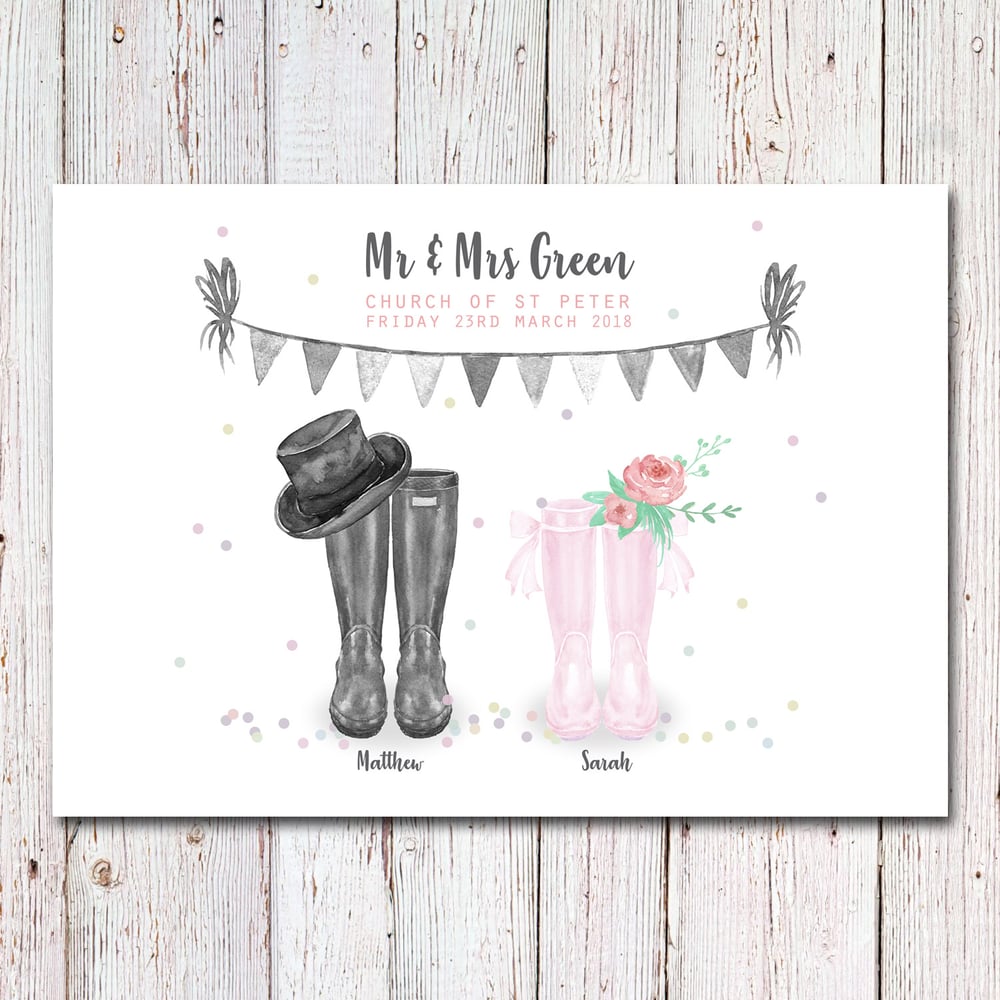 Personalised Wedding Wellies Print Personal n Younique